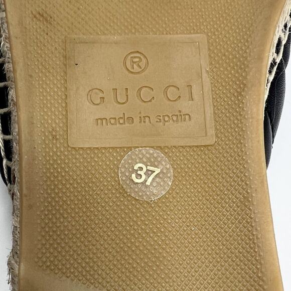 Gucci GG Marmont Black Leather Espadrille Mules –‎ Size 37 - Picture 8 of 10